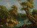 a wooded landscape with figures and animals near a lake - Antonio Diziani — artwork view