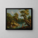 a wooded landscape with figures and animals near a lake - Antonio Diziani — framed artwork on a wall