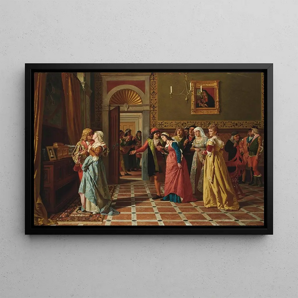 Bassanio conquering Portia's heart, The Merchant of Venice - Antonio Ermolao Paoletti — framed artwork on a wall