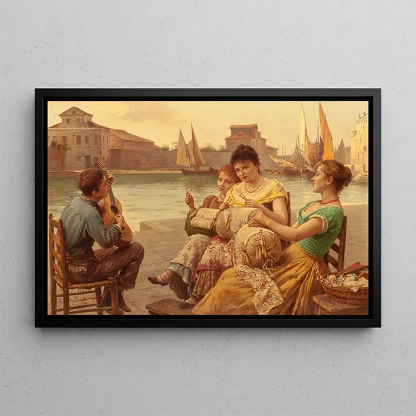 Venetian lace makers - Antonio Ermolao Paoletti — framed artwork on a wall