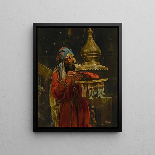 Allumer la lampe - Antonio Fabrés — framed artwork on a wall