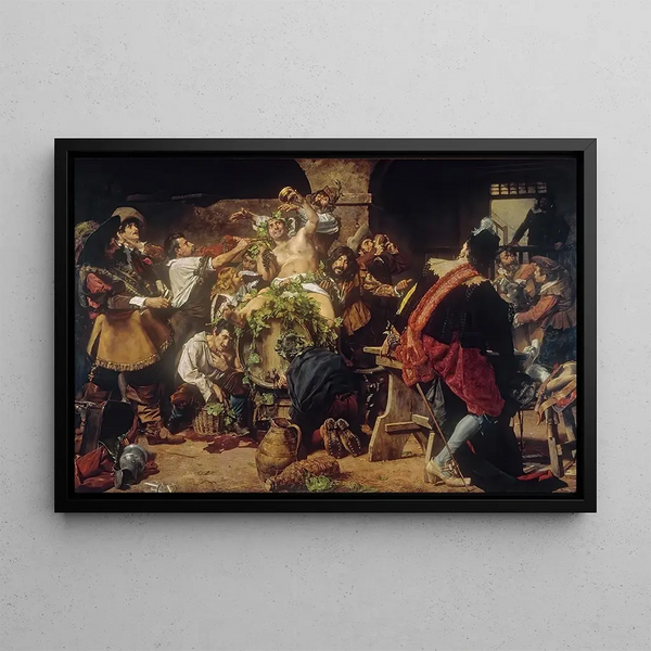 The Bacchanal of Drunkards - Antonio Fabrés — framed artwork on a wall