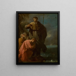 The Baptism of a Saint - Antonio González Velázquez — framed artwork on a wall