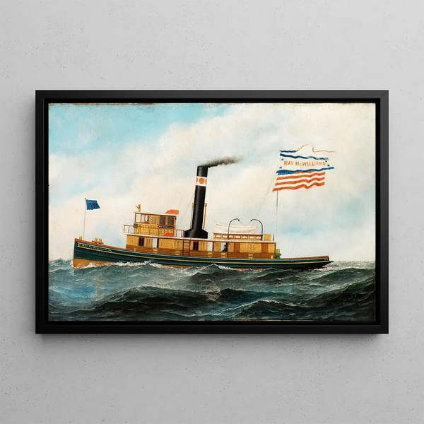 the ocean tugboat May McWilliams - Antonio Jacobsen — framed artwork on a wall