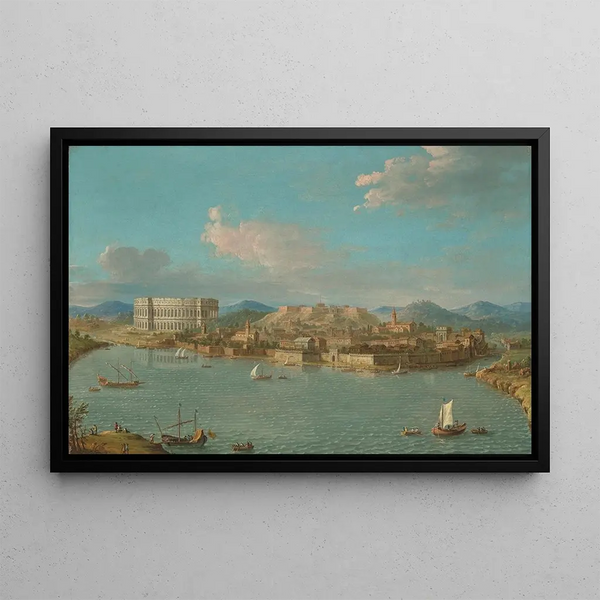 Pula with the Pula Amphitheatre - Antonio Joli — framed artwork on a wall