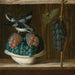 a still life with grapes and a northern mockingbird - Antonio Leonelli — artwork view
