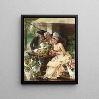 The Flower Seller - Antonio Lonza — framed artwork on a wall