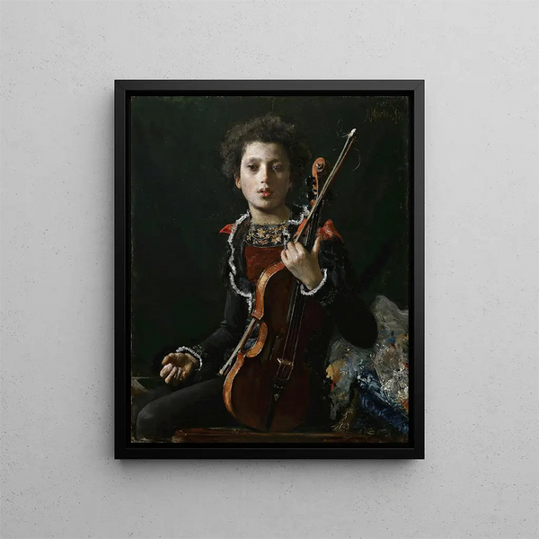 Acrobate avec violon - Antonio Mancini — framed artwork on a wall
