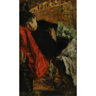Pensive Painting - Antonio Mancini — artwork view