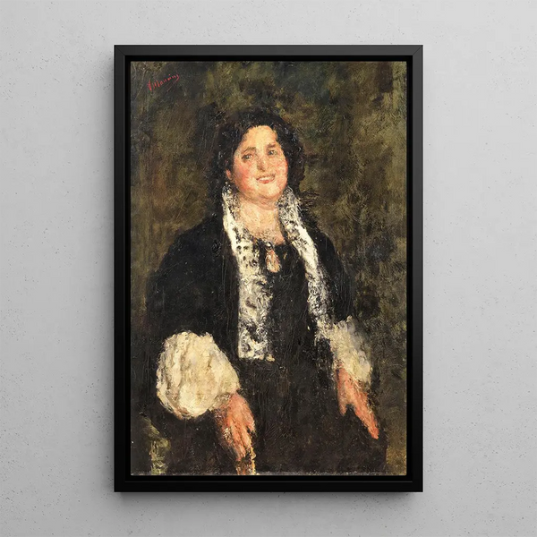 Portrait of a Lady - Antonio Mancini — framed artwork on a wall