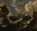 Frégates dans une tempête au large d'une côte rocheuse - Antonio Marini — artwork view