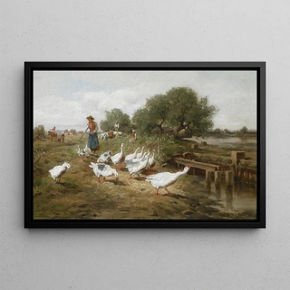 The Goose Girl - Antonio Montemezzo — framed artwork on a wall