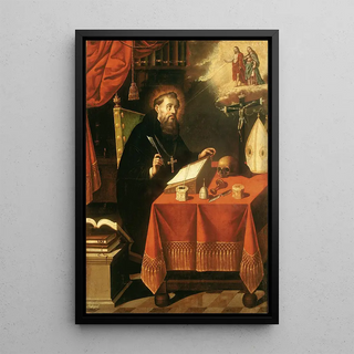 Saint Augustine - Antonio Rodríguez — framed artwork on a wall