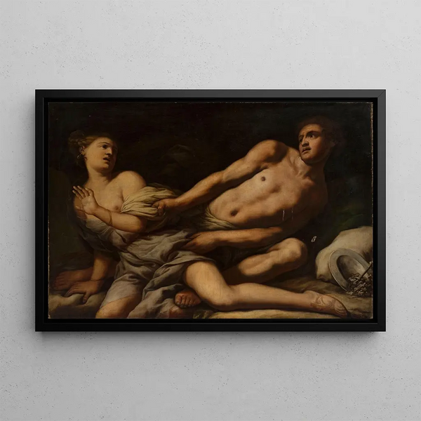Myrrha et Cinyras - Antonio Zanchi — framed artwork on a wall