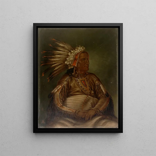 Plume rouge d'Omataahluta - Antonio Zeno Shindler — framed artwork on a wall