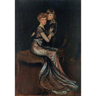 Portrait of Leonor Uriburu de Anchorena 1884-1975 with her son Emilio - Antonio de La Gandara — artwork view
