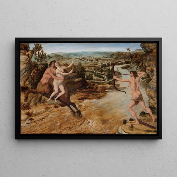 Hercules and Deianira - Antonio del Pollaiuolo — framed artwork on a wall