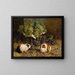 Guinea Pigs and a Basket of Grapes - Antonio delle Vedove — framed artwork on a wall