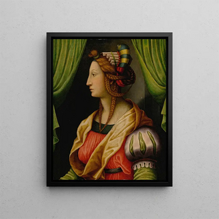 Profile of an Ideal Woman's Head - Antonio di Donnino del Mazziere — framed artwork on a wall