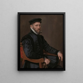 Portrait of Sir Thomas Gresham - Antonis Mor — framed artwork on a wall