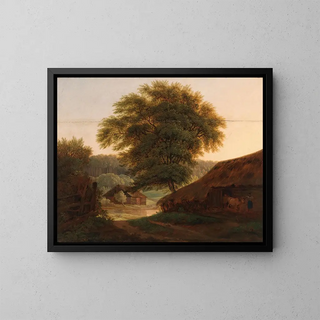 A landscape with a tree - Antonín Mánes — framed artwork on a wall