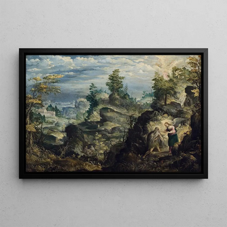 L'Ermite Onofrius in the desert - Antonín Stevens — framed artwork on a wall