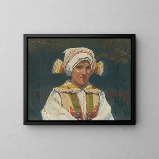 Girl in folk costume - Antos Frolka — framed artwork on a wall