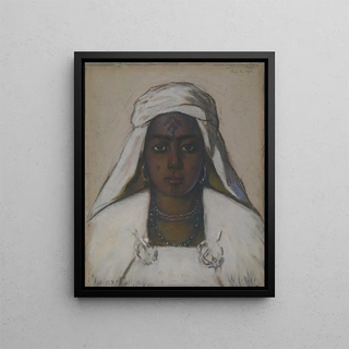 Girl Tunisian Bedouin in white - Ants Laikmaa — framed artwork on a wall