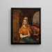a fruit seller with a city in the background - Antwerp School — framed artwork on a wall