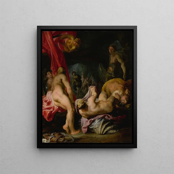 Diane and Actaeon - Antwerp School — framed artwork on a wall