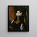 Portrait of an elegant lady standing near a chair - Antwerp School — framed artwork on a wall