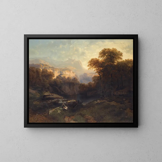 Contemplation dans un paysage alpin - Apollinary Gilyarievich Goravsky — framed artwork on a wall