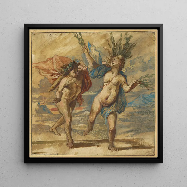Apollon et Daphné - Jan Boeckhorst — framed artwork on a wall