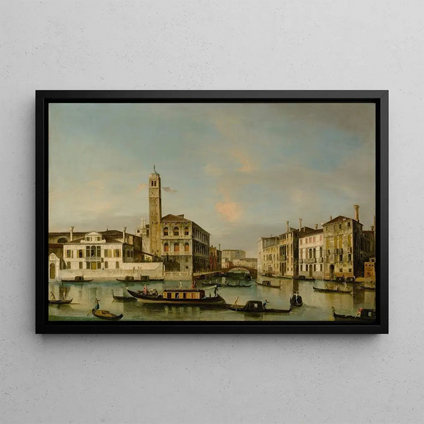 Venice Painting View of San Geremia and the Entrance of Cannaregio - Apollonio Facchinetti — framed artwork on a wall