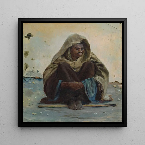 Arab sitting face painting - Henry Brokman — framed artwork on a wall