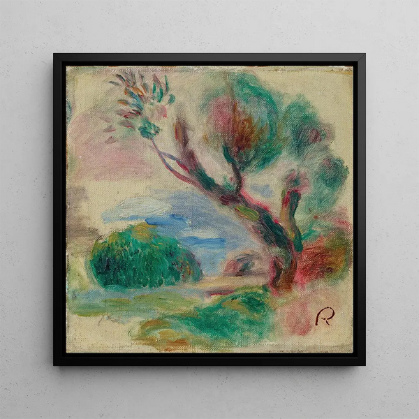 Tree at Cagnes, the sea in the distance - Pierre — framed artwork on a wall