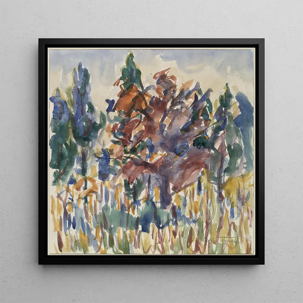 Trees of October - Allen Tucker — framed artwork on a wall