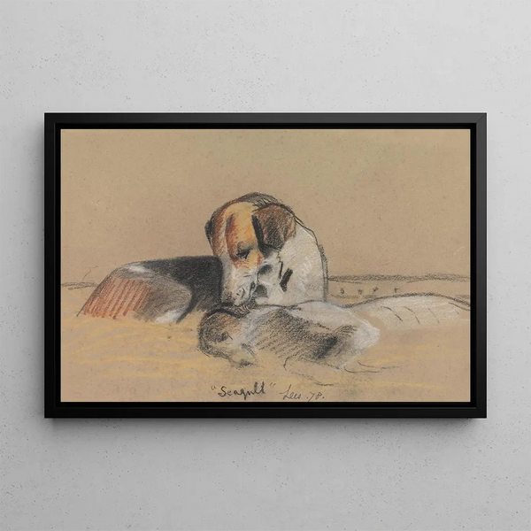 Dogs Seagull - Archibald Thorburn — framed artwork on a wall