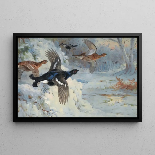 Through the Snow-Covered Cutlery - Archibald Thorburn — framed artwork on a wall
