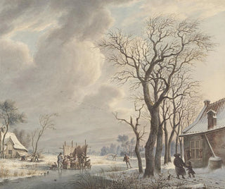Winter landscape painting with ice entertainment - Arend van Glashorst Jr — artwork view