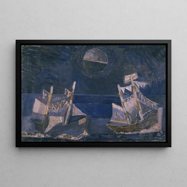 Marine Blue Painting - Arie van de Giessen — framed artwork on a wall