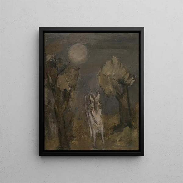 Donkey under the moonlight - Arie van de Giessen — framed artwork on a wall