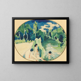 Bathers by the Sea - Aristarkh Vasilevich Lentulov — framed artwork on a wall
