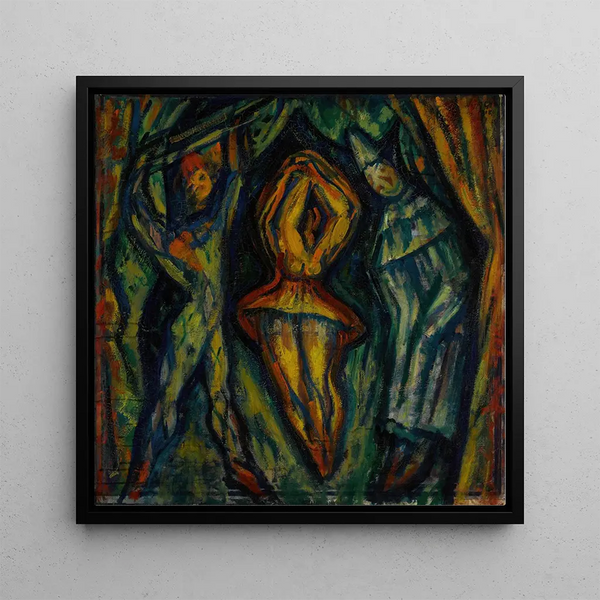 Harlequin, Columbine and Pierrot - Mark Gertler — framed artwork on a wall
