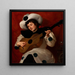 Harlequin with a guitar - Giacinto Tesio — framed artwork on a wall