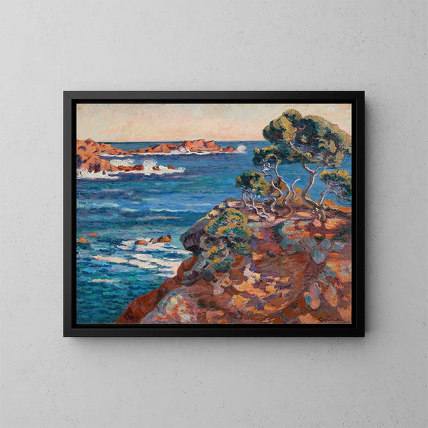 Sea Shore Painting at Agay - Armand Guillaumin — framed artwork on a wall