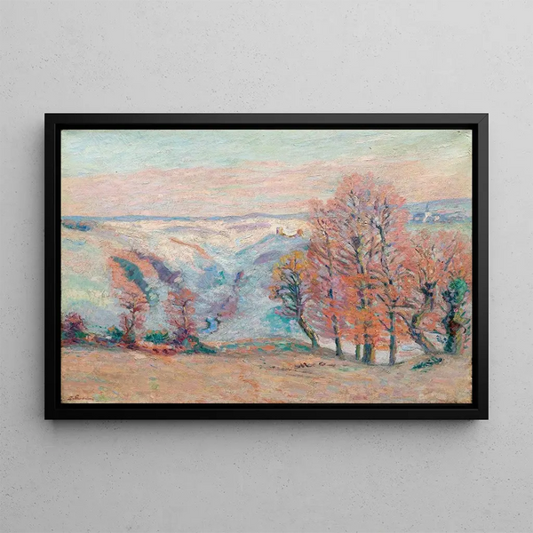 White Frost at Crozant - Armand Guillaumin — framed artwork on a wall