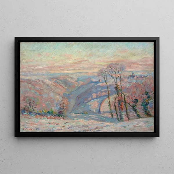 White Frost at Crozant Village - Armand Guillaumin — framed artwork on a wall