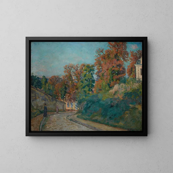 La Promenade dans une rue en Île-de-France - Armand Guillaumin — framed artwork on a wall