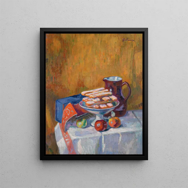 Still life with biscuits - Armand Guillaumin — framed artwork on a wall